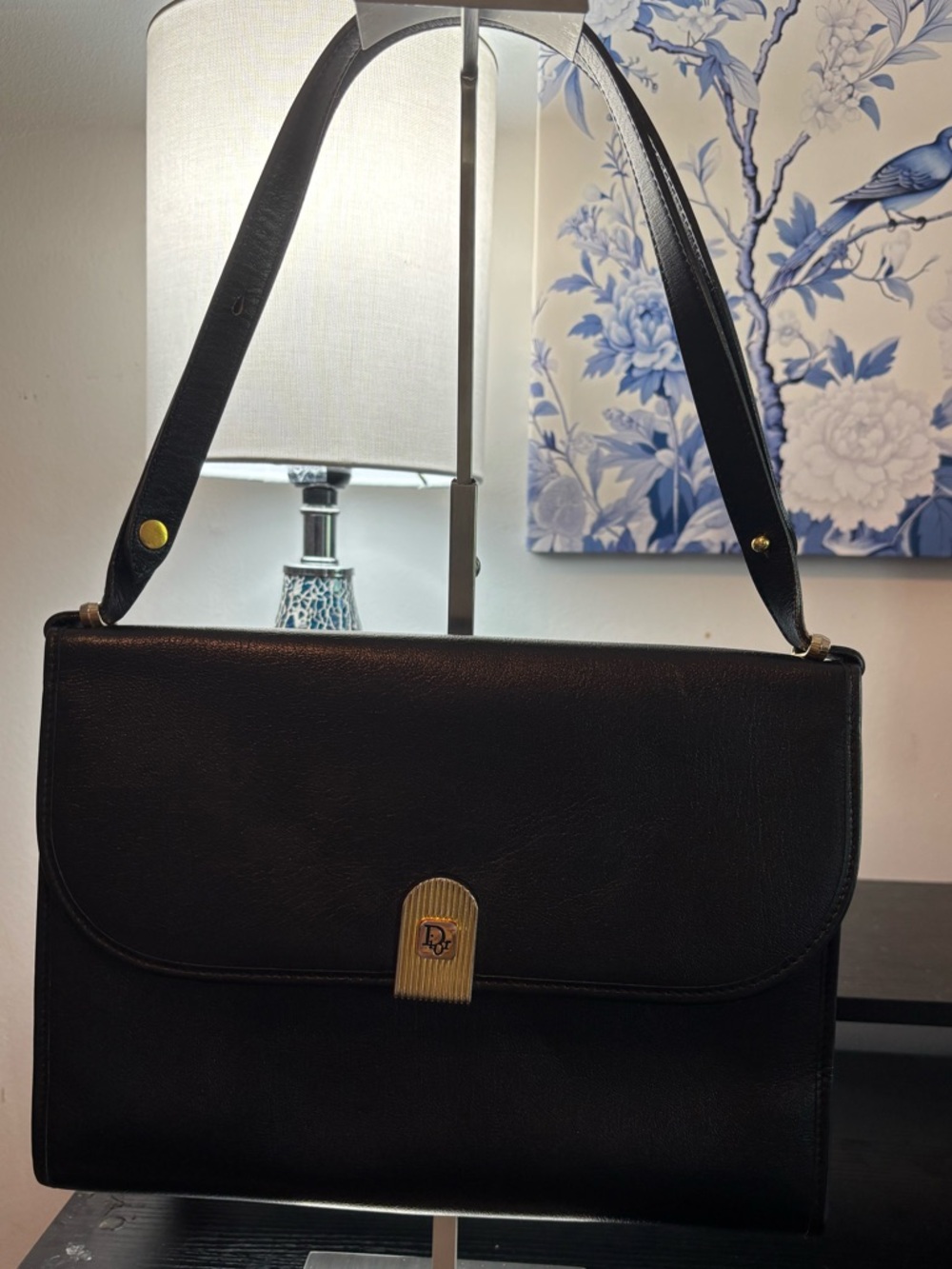 Authentic Vintage Christian Dior Black Leather Flap Bag - Excellent Condition